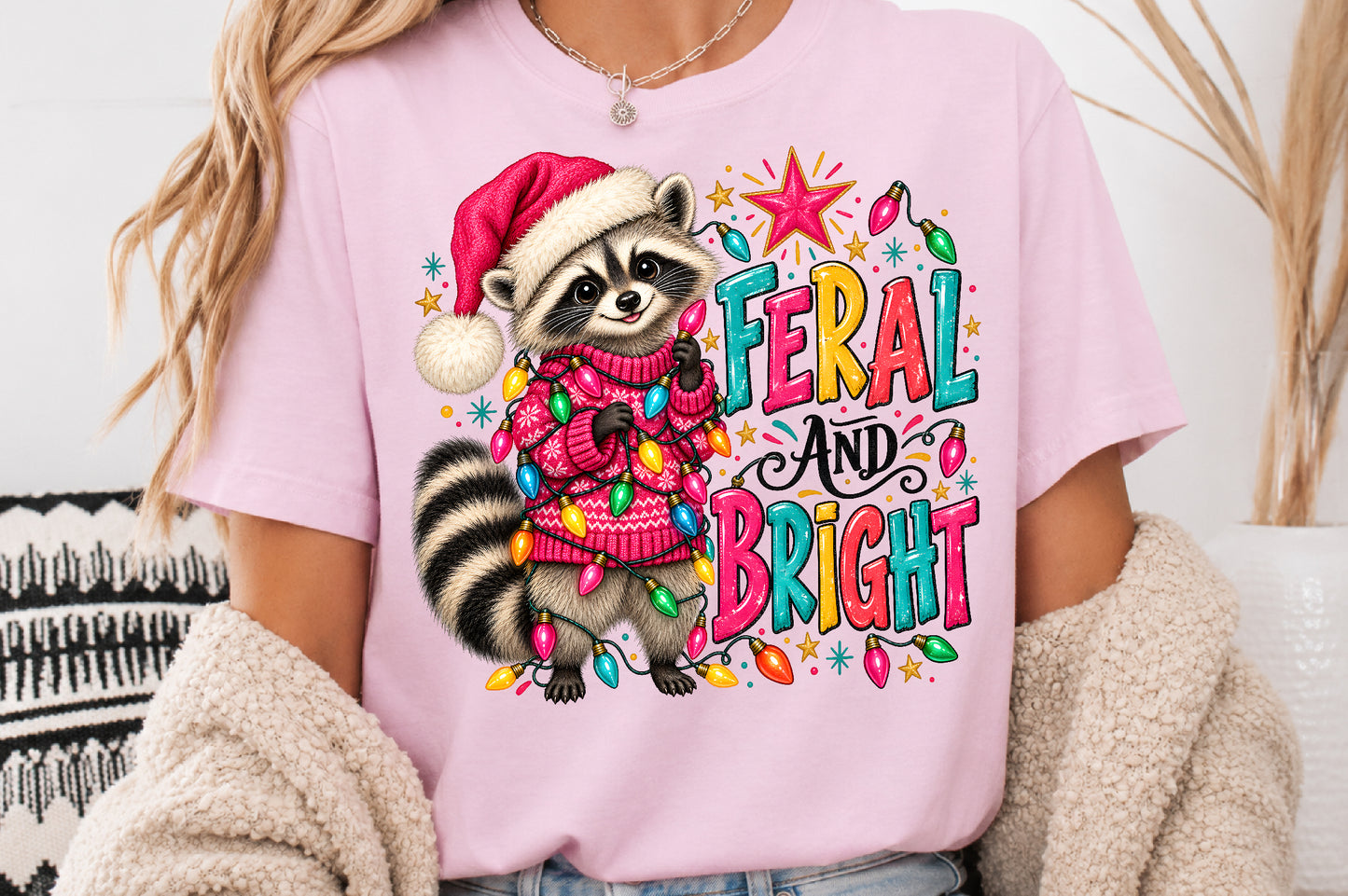 Feral and Bright Raccoon Christmas PNG