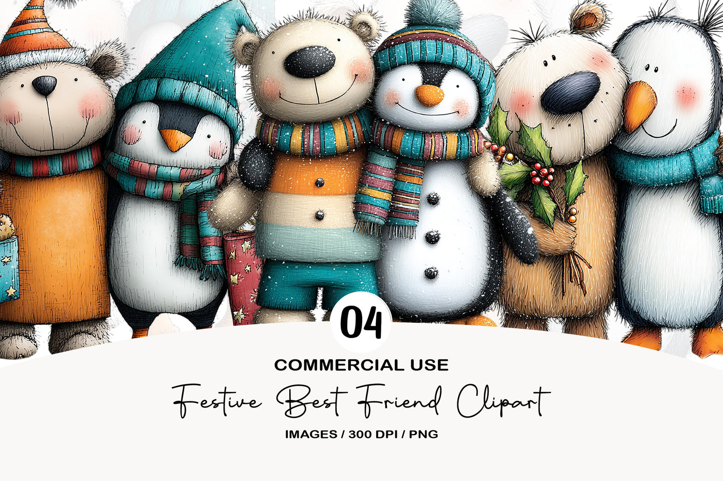 Festive Best Friend Christmas Clipart Bundle