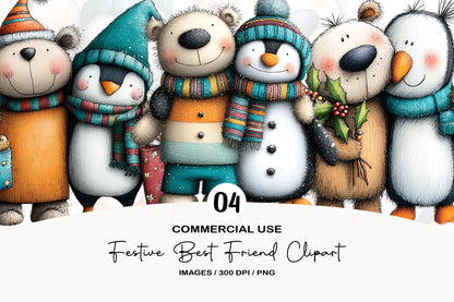 Festive Best Friend Christmas Clipart Bundle