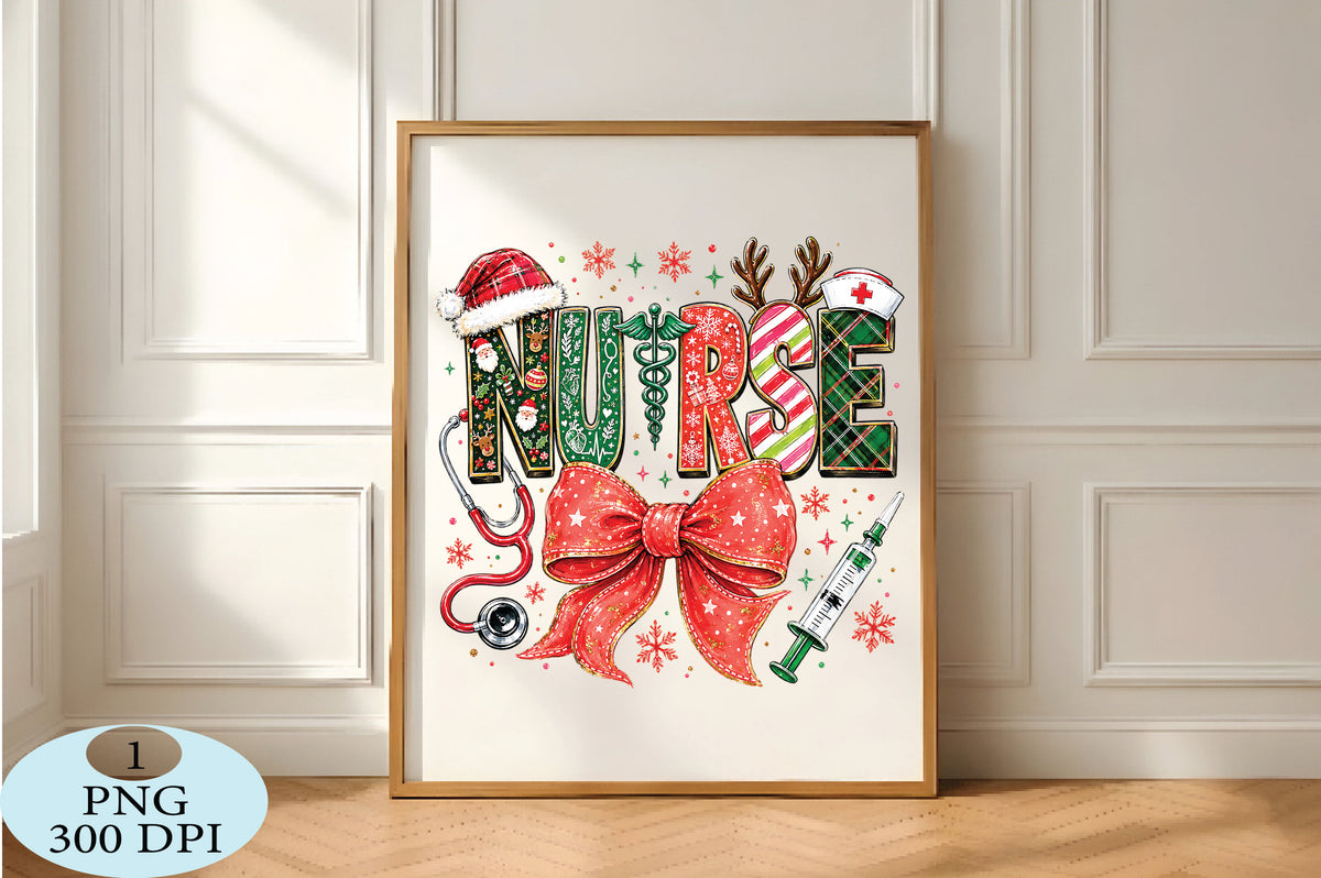 Festive Christmas Nurse Bow PNG