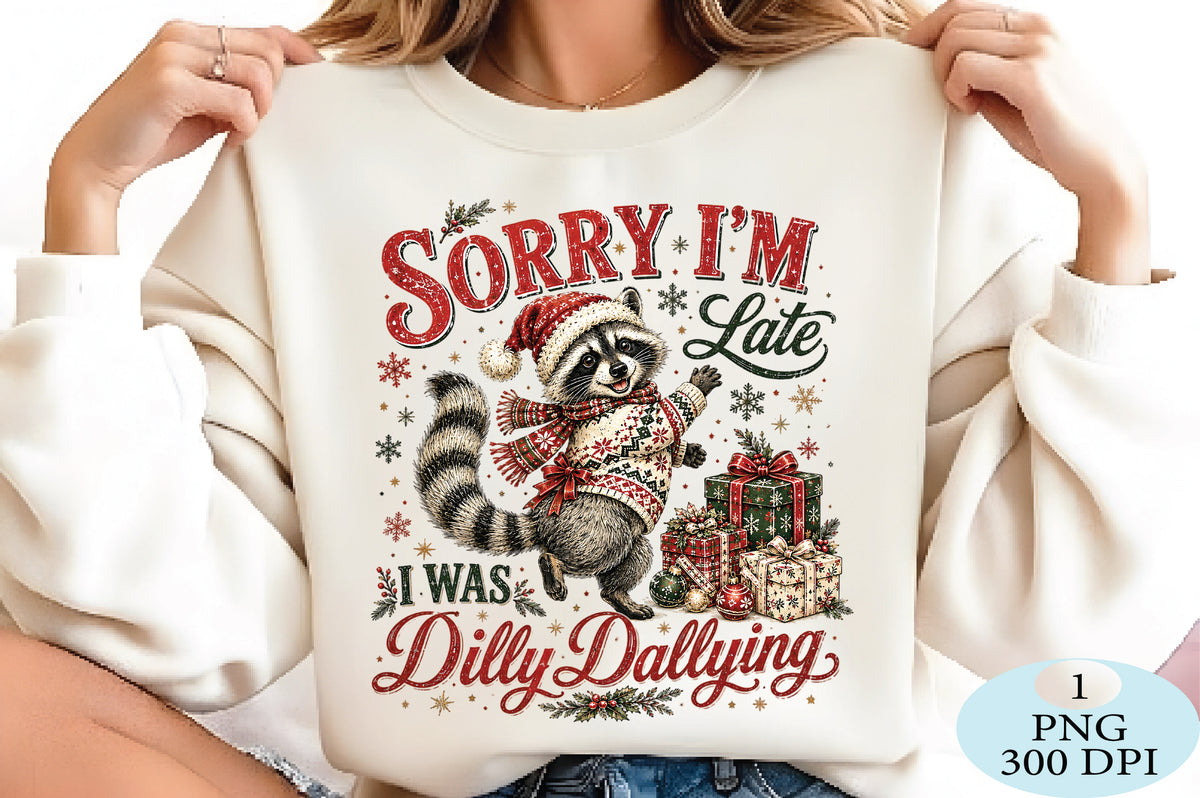 Sorry I’m Late Christmas Raccoon PNG Clipart