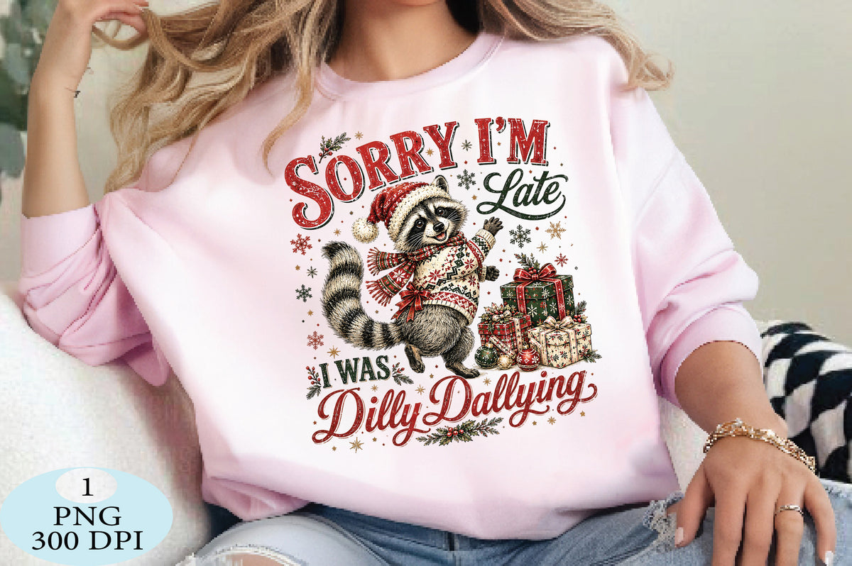 Sorry I’m Late Christmas Raccoon PNG Clipart