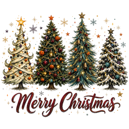 Festive Christmas Tree Set PNG