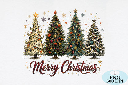 Festive Christmas Tree Set PNG