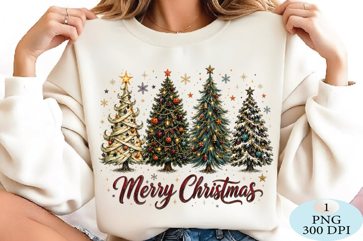 Festive Christmas Tree Set PNG
