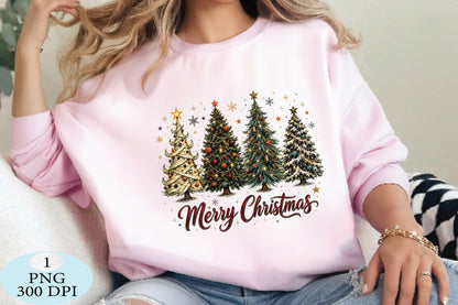 Festive Christmas Tree Set PNG