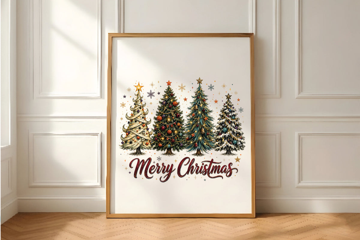 Festive Christmas Tree Set PNG