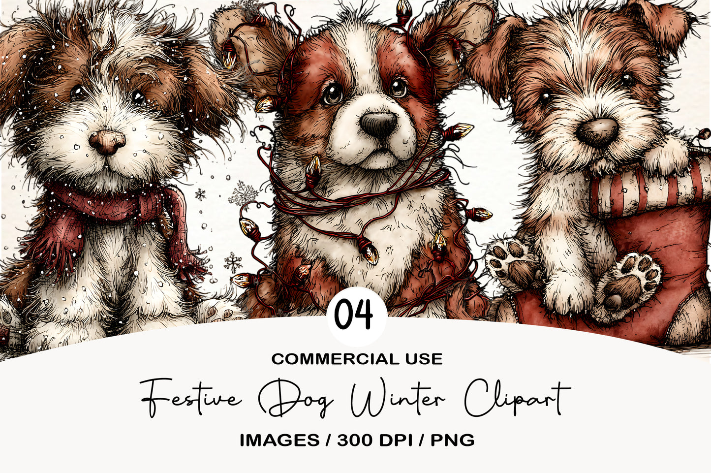 Festive Dog Winter Clipart PNG