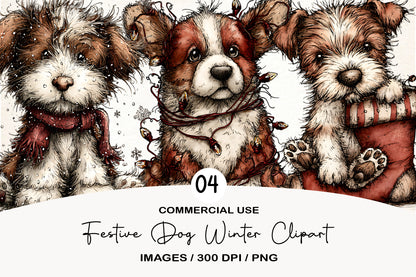 Festive Dog Winter Clipart PNG