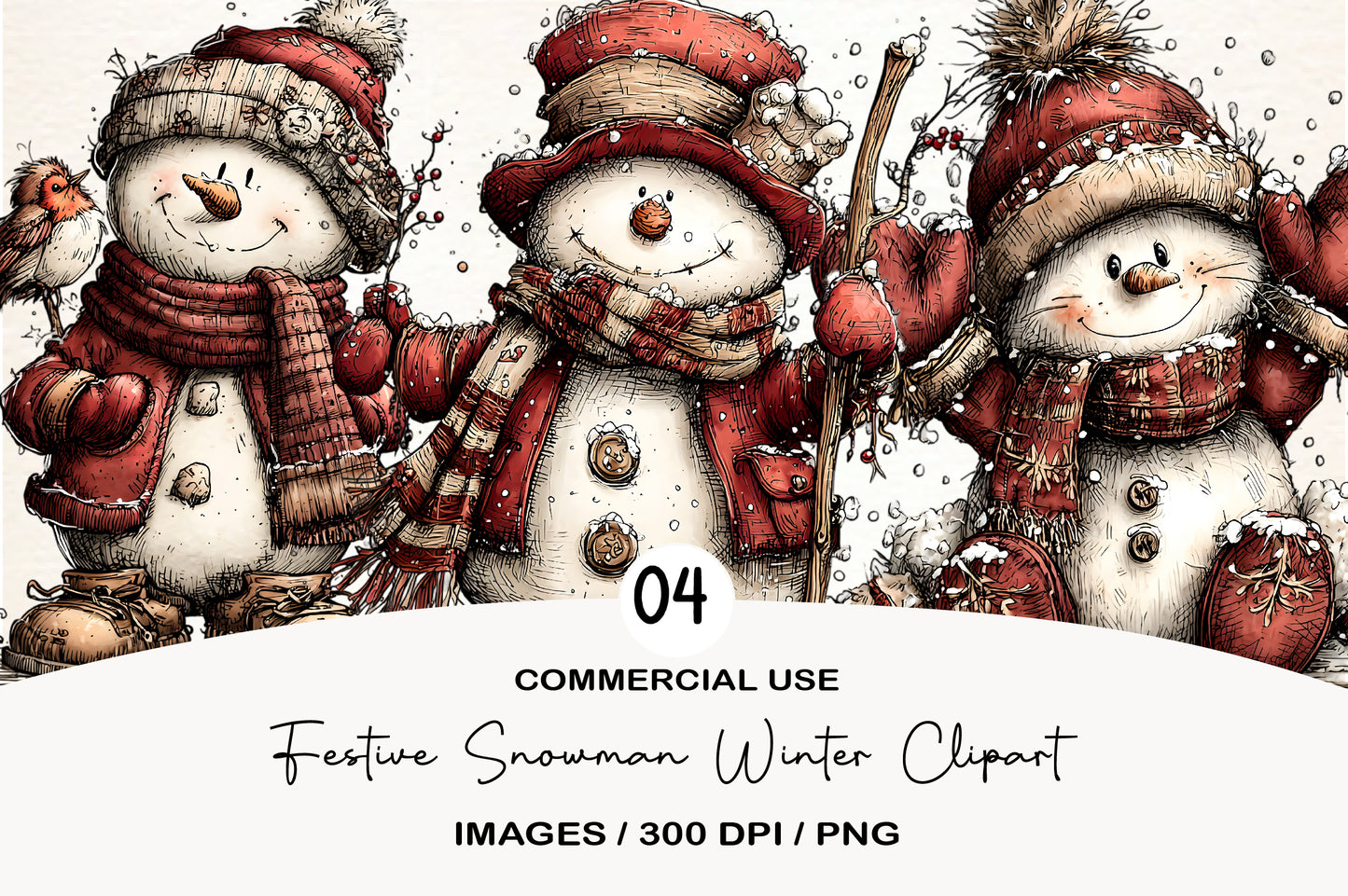 Festive Snowman Winter Clipart PNG