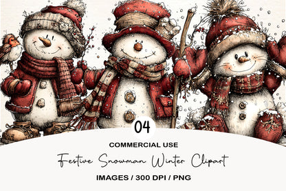 Festive Snowman Winter Clipart PNG