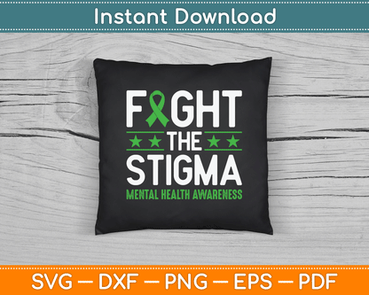 Fight The Stigma Mental Health Awareness Green Ribbon SVG Digital Cutting File