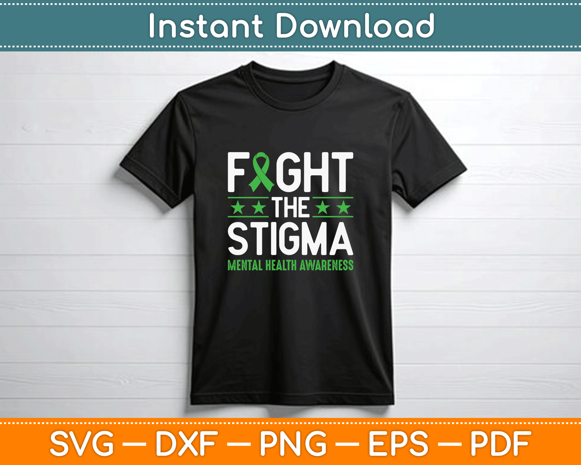 Fight The Stigma Mental Health Awareness Green Ribbon SVG File