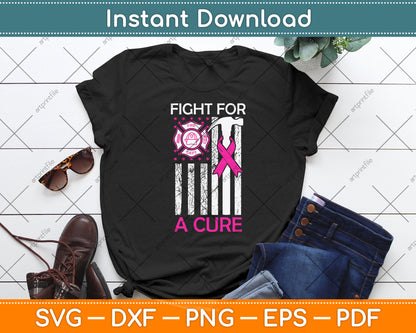 Fight For A Cure Firefighter Usa Flag Breast Cancer Svg Png Dxf Digital Cutting File