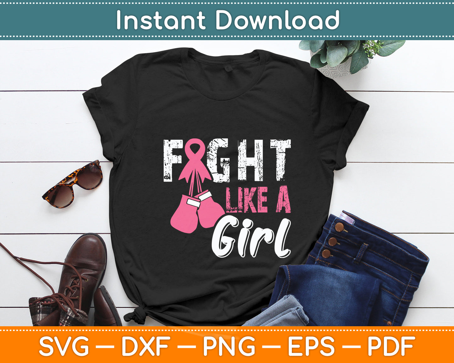 Fight Like a Girl Breast Cancer Boxing Svg Digital Cutting File