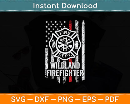 American Flag Firefighter Red Thin Line Wildland Firefighter Svg Digital Cutting File