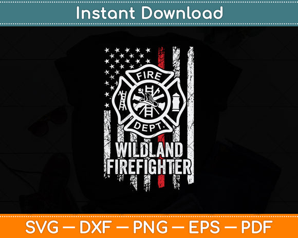 American Flag Firefighter Red Thin Line Wildland Firefighter Svg Digital Cutting File