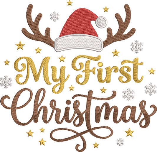Baby First Christmas Embroidery Design – My First Christmas Baby Machine Embroidery Pattern, Cute Holiday Embroidery Design