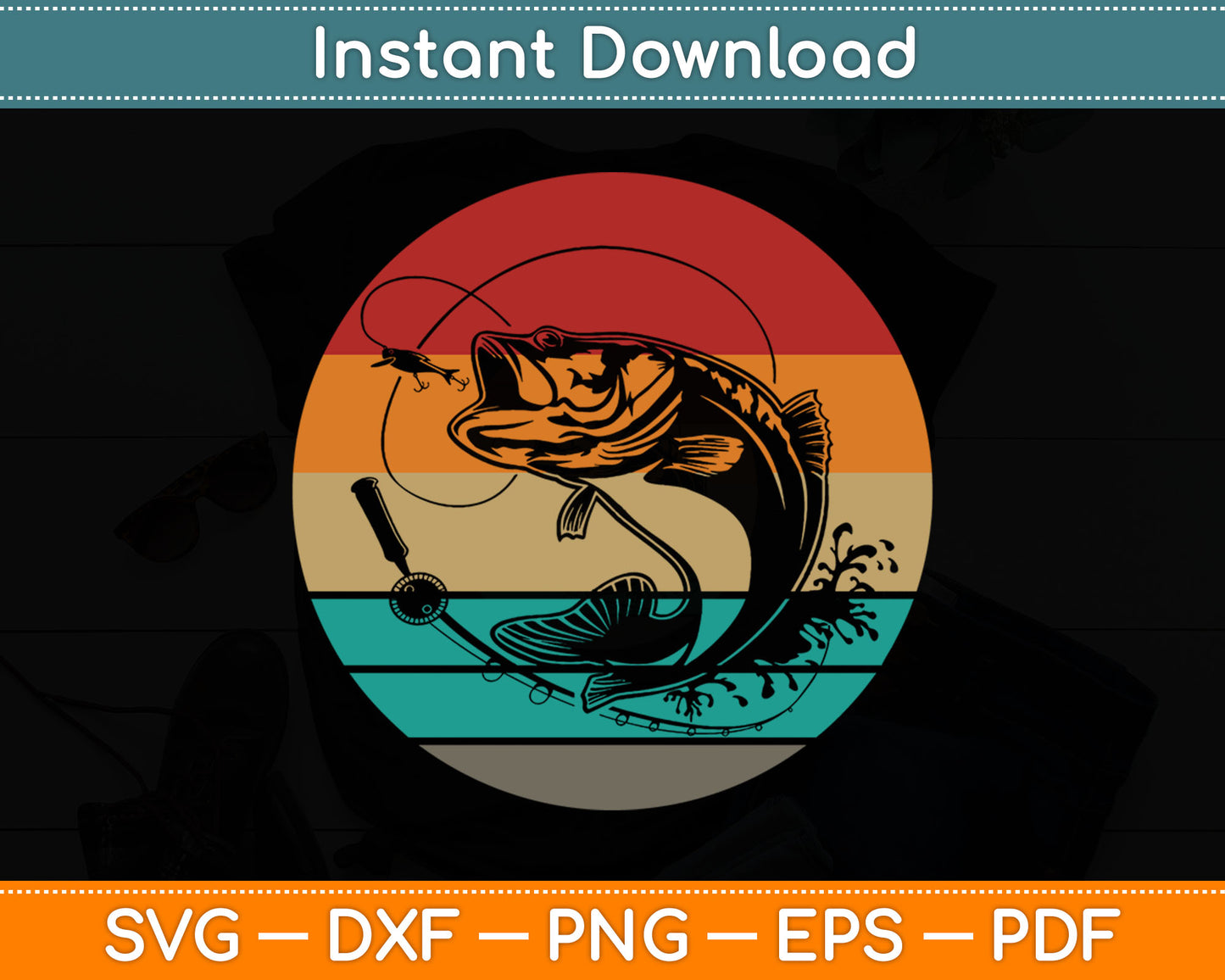 Fishing Retro Style Vintage Svg Digital Cutting File