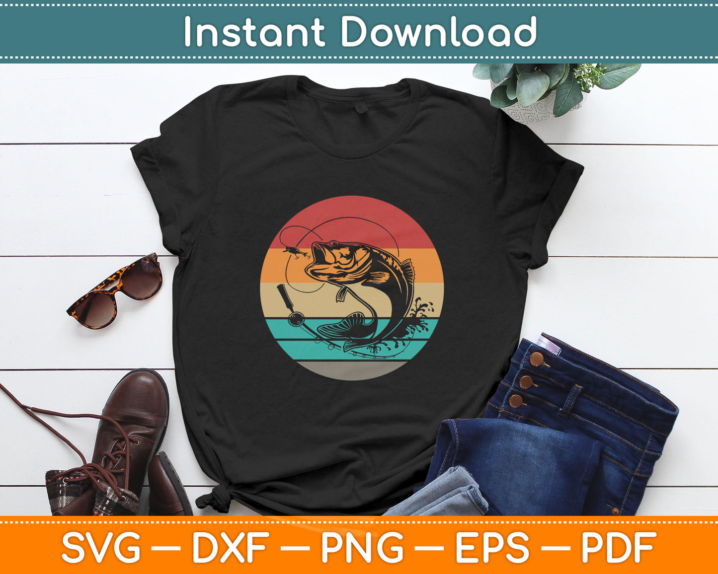 Fishing Retro Style Vintage Svg Digital Cutting File