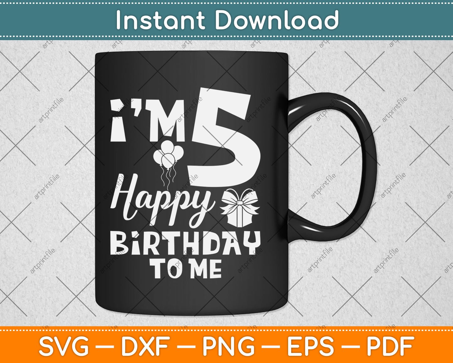 Kids 5th Birthday Five 5yr Happy Birthday Girl & Boy 5 Years Old Svg Digital Cutting File