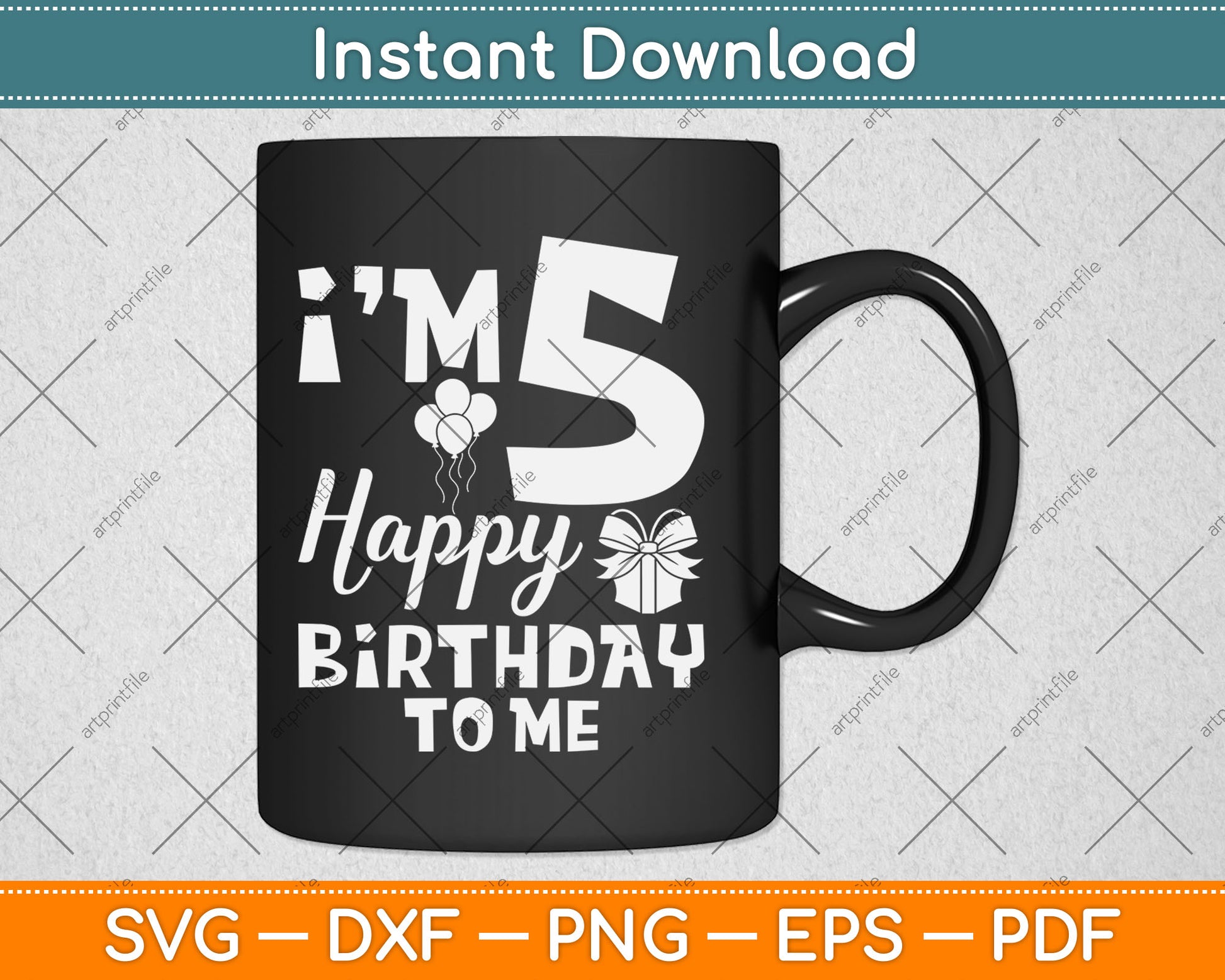 Kids 5th Birthday Five 5yr Happy Birthday Girl & Boy 5 Years Old Svg Digital Cutting File