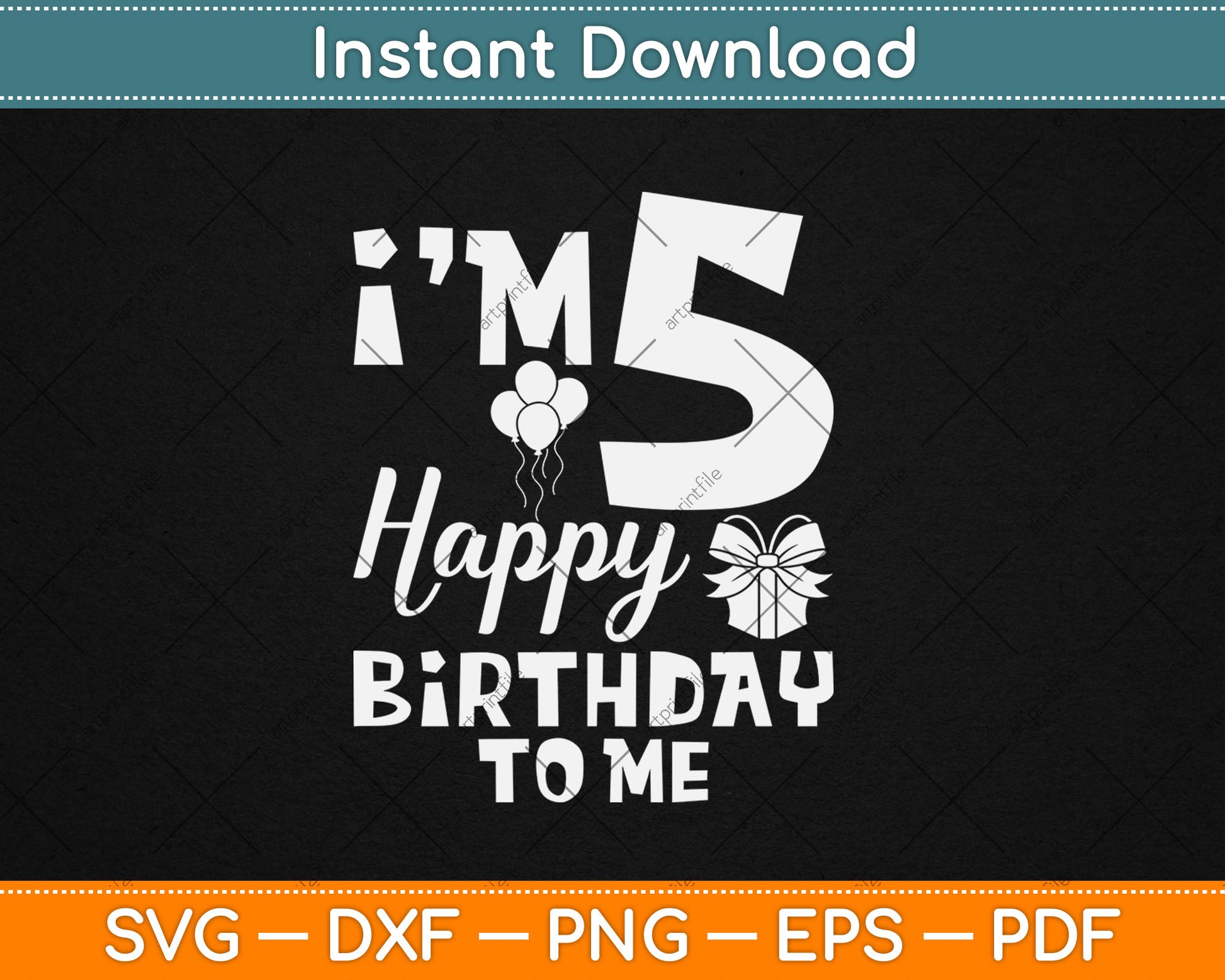Kids 5th Birthday Five 5yr Happy Birthday Girl & Boy 5 Years Old Svg Digital Cutting File