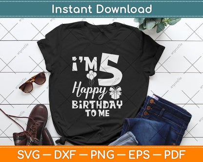 Kids 5th Birthday Five 5yr Happy Birthday Girl & Boy 5 Years Old Svg Digital Cutting File