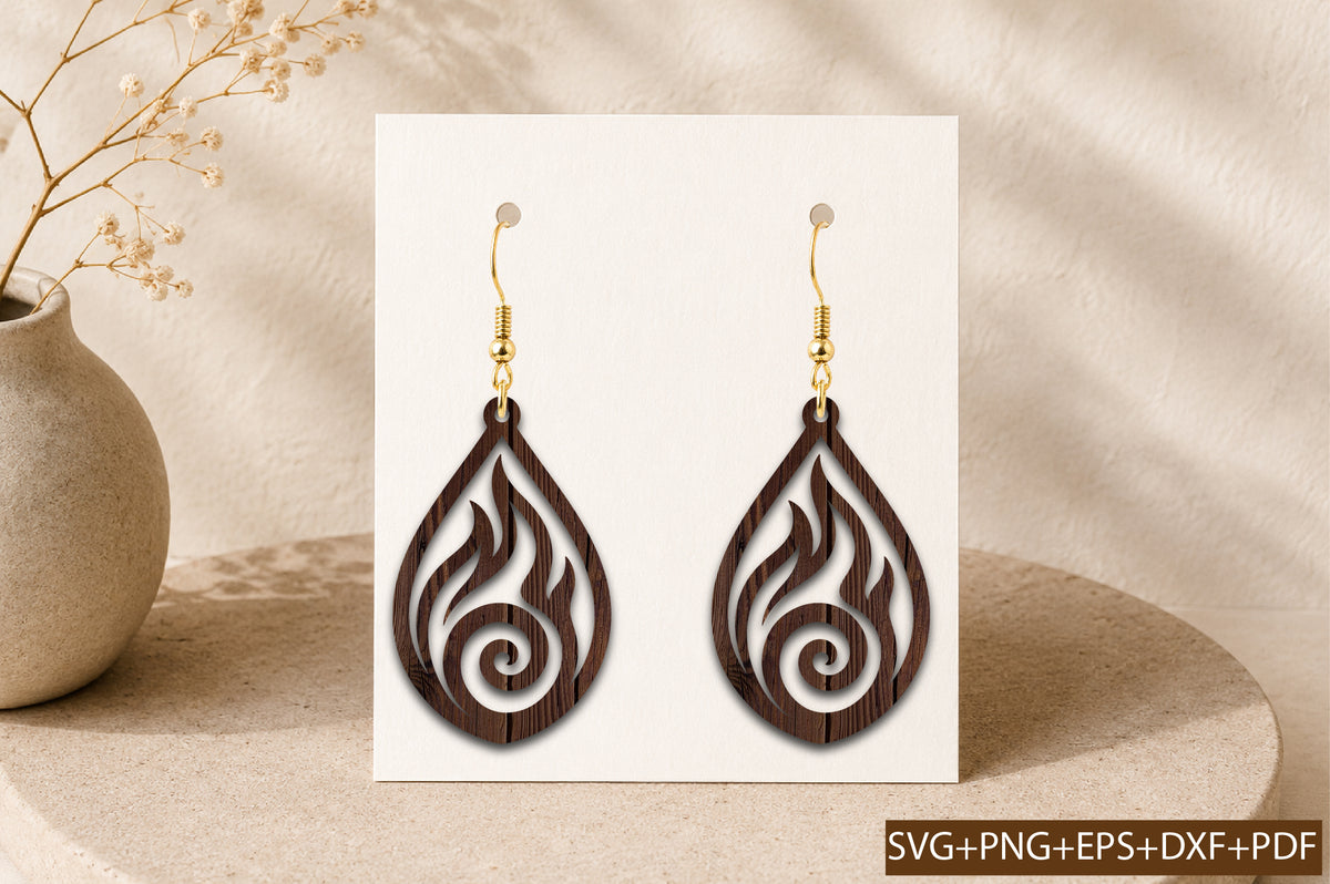 Flame Drop Earrings SVG
