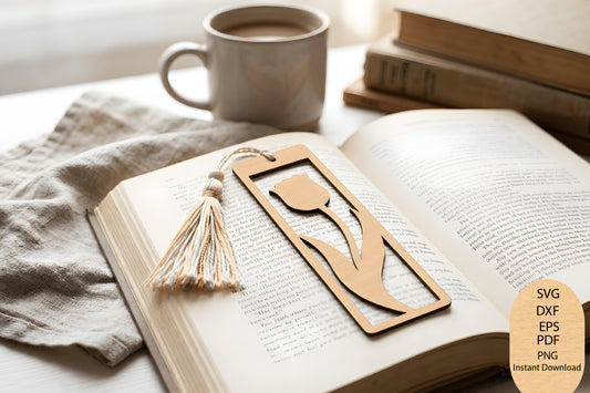 Floral Bookmark Laser Cut SVG, Botanical Bookmark Cut File