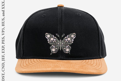 Floral Butterfly Embroidery Design – Beautiful Butterfly & Flower Machine Embroidery Pattern, Elegant Nature Floral Embroidery Design