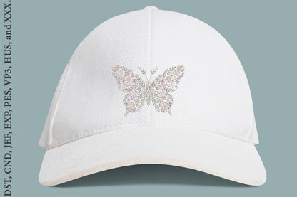 Floral Butterfly Embroidery Design – Beautiful Butterfly & Flower Machine Embroidery Pattern, Elegant Nature Floral Embroidery Design