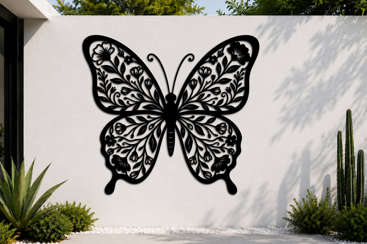 Floral Butterfly Laser Cut SVG Wall Art Design