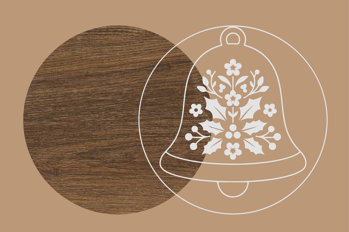 Floral Christmas Bell Laser Cut SVG