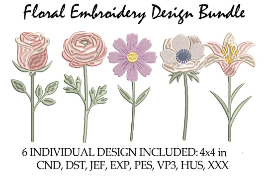 Floral Embroidery Design Bundle