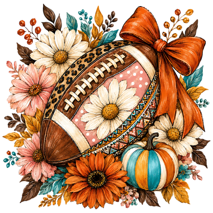 Floral Fall Football Pumpkin PNG