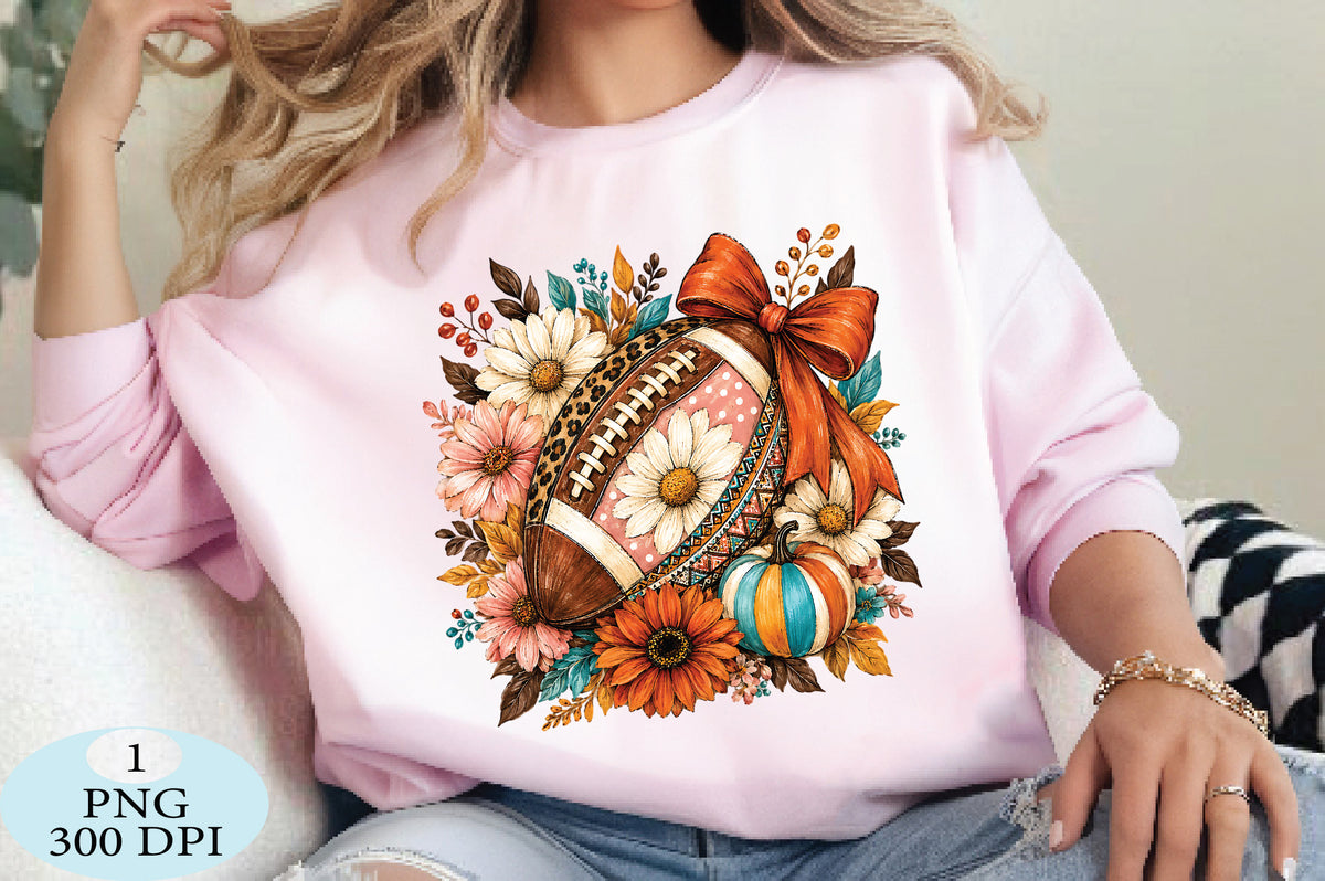 Floral Fall Football Pumpkin PNG