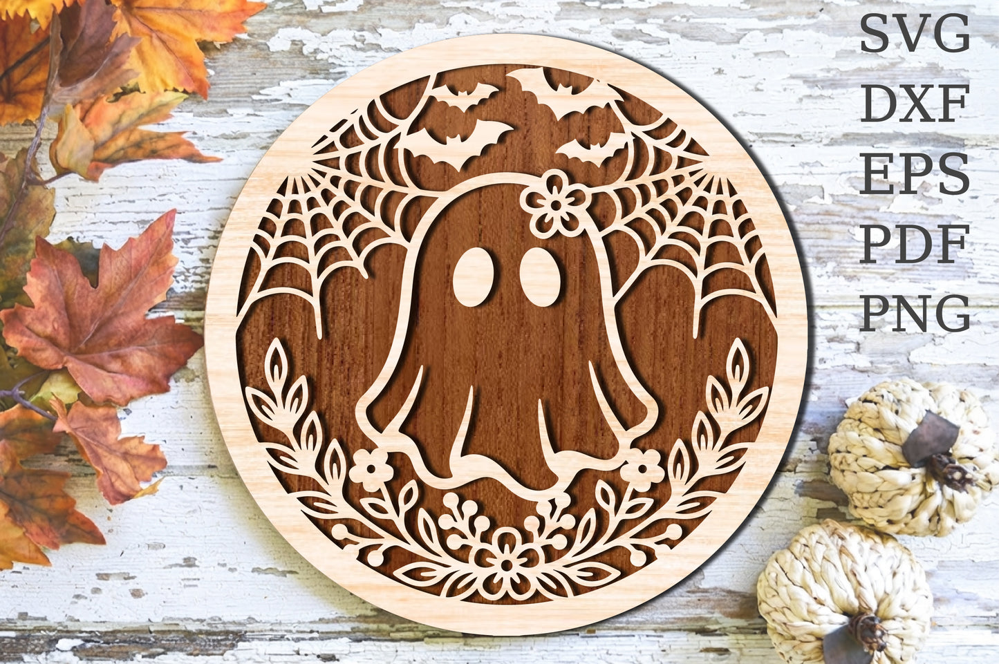 Floral Ghost Halloween Laser Cut SVG