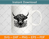 Floral Highland Cow Svg Digital Cutting File