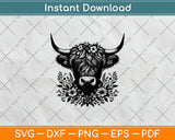 Floral Highland Cow Svg Digital Cutting File