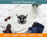 Floral Highland Cow Svg Digital Cutting File