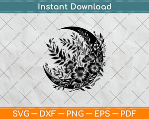 Floral Moon Svg Digital Cut File