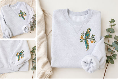 Floral Parrot Embroidery Design