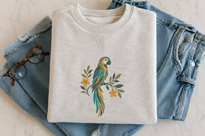 Floral Parrot Embroidery Design