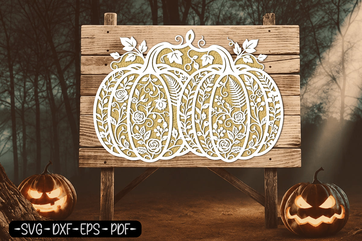 Floral Pumpkin Halloween Laser Cut SVG Bundle