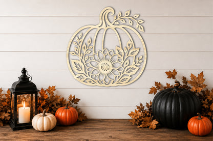Floral Pumpkin Laser Cut SVG | Autumn Flower Pumpkin Design