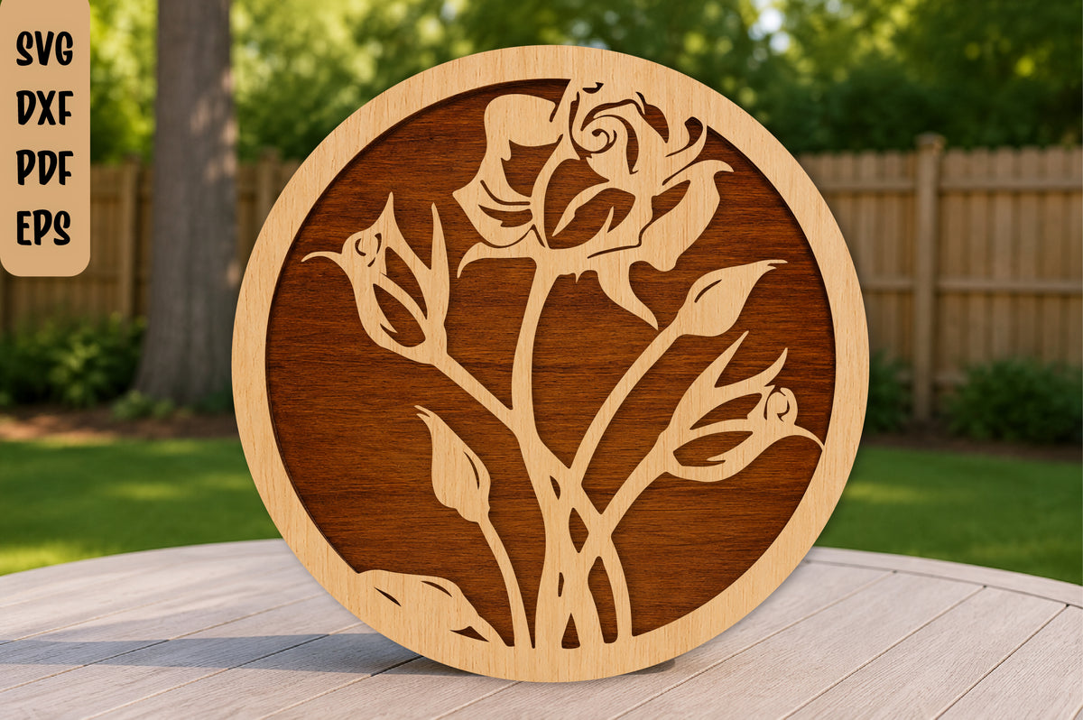Floral Rose Laser Cut SVG
