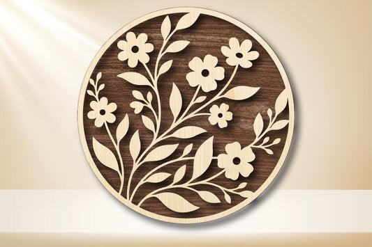 Floral Round Laser Cut SVG