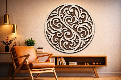Floral Scroll Round Sign SVG