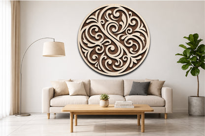 Floral Scroll Round Sign SVG